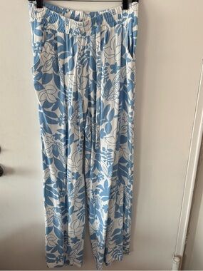 Sienna Sky Blue Floral Wide-Leg Pants